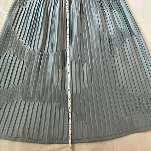Tretyakova Anna Pale Blue Silver SILK SKIRT - SIZE 8 - 10 PENCIL STRAIGHT - Picture 6 of 9